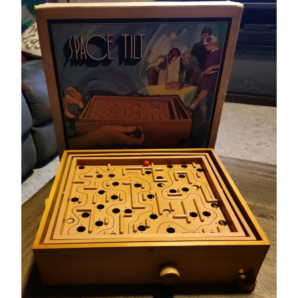 Space Tilt Labyrinth Maze Game - Original Box Vintage - replacement ball